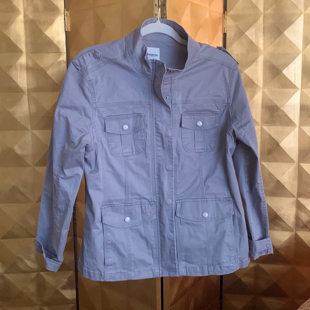 Kensie Jeans Military/Utility Canvas Jacket - Grey - XL - NWOT